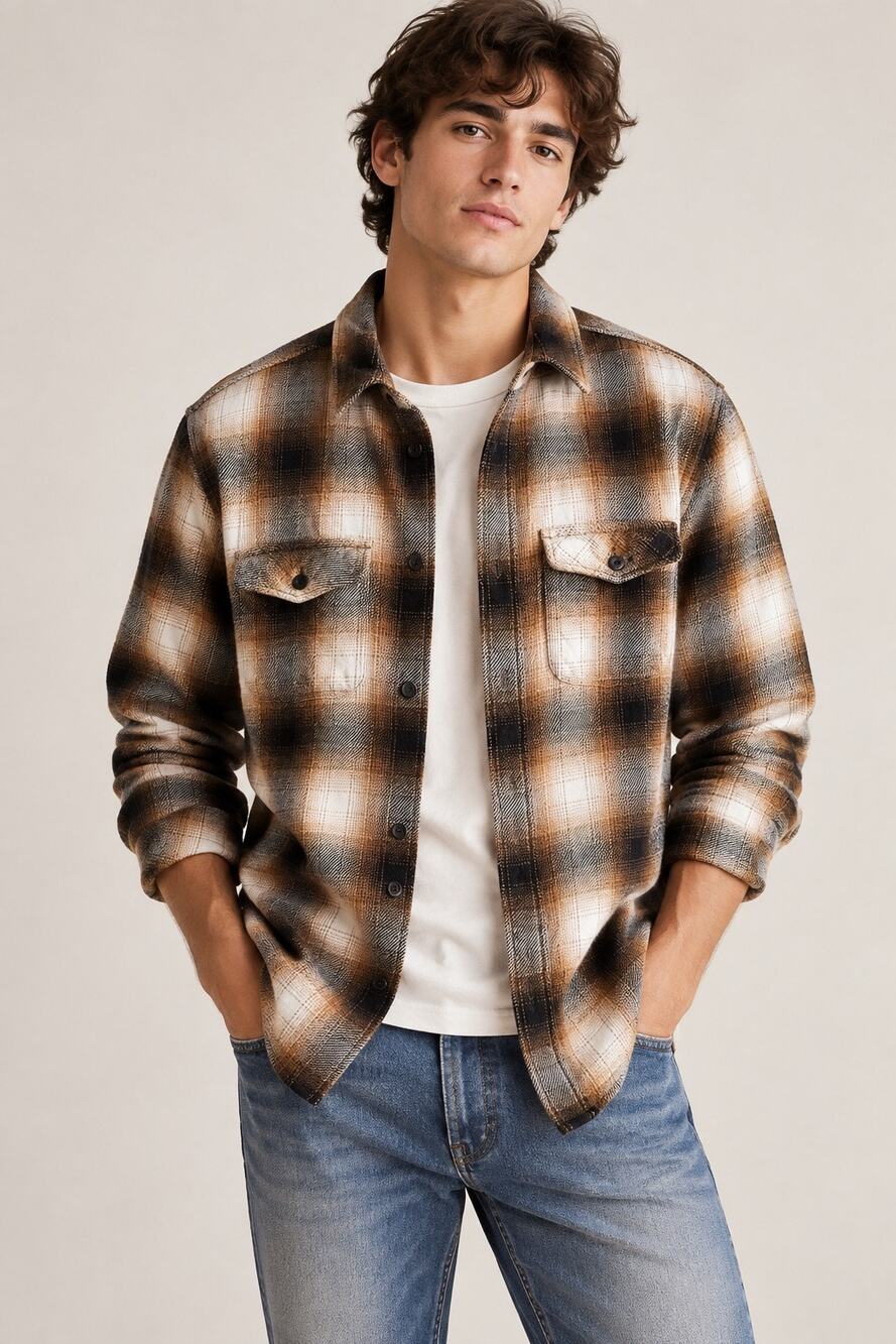 American Eagle Classic Fit Plaid Flannel Button Down Shirt – Medium